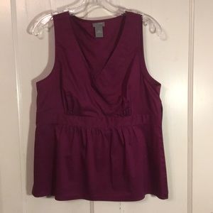 Fuschia sleeveless v neck blouse